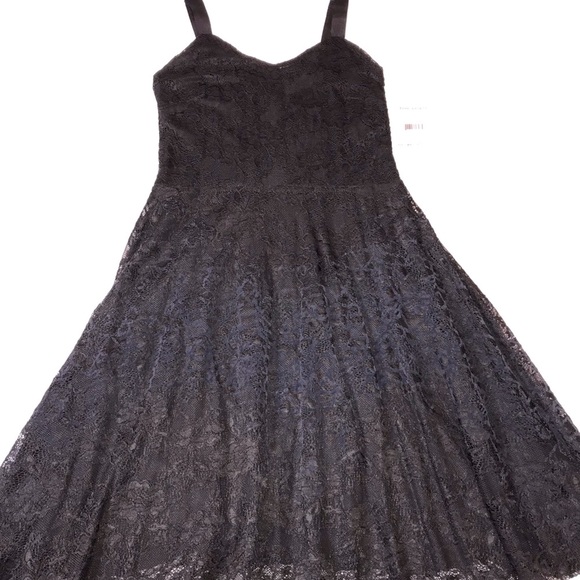 NEW Free People Black Lace Dress with Flocked Navy Blue Velvet Size XS - Picture 7 of 15
